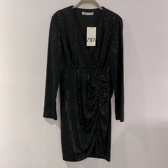 ⭐️ NWT ZARA Sparkly Draped Black Dress ⭐️ - Picture 12 of 12